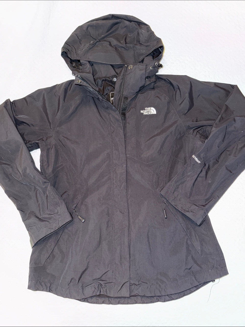 The North Face Women’s Hyvent Waterproof  Black Hooded Windbreaker Jacket